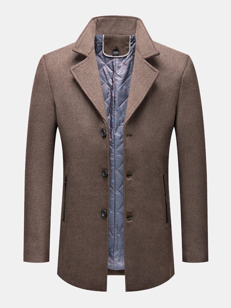 Business Single-breasted Ensfarget Trench Coats I Ullstoff