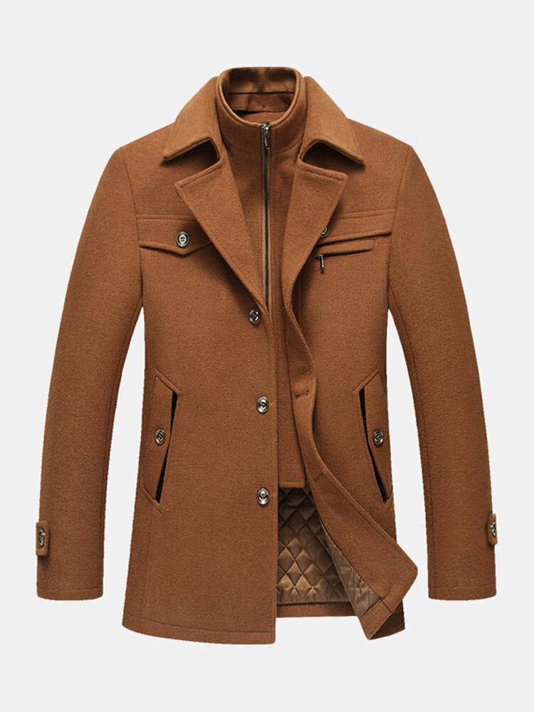 Herre Thicken Warm Solid Business Trench Coats I Ull