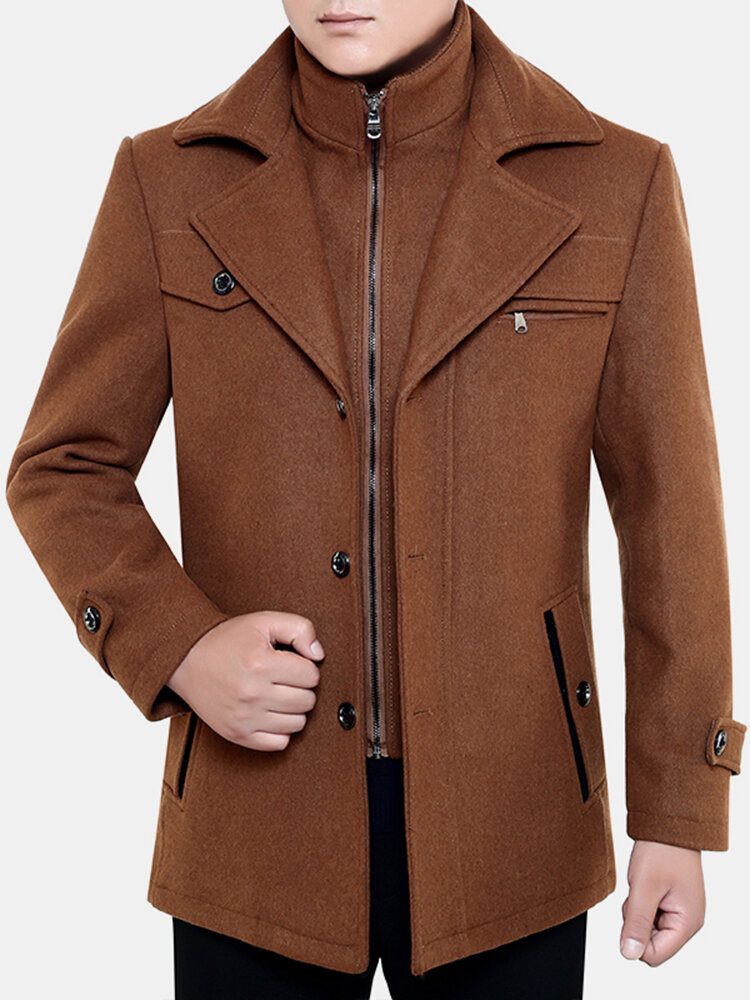 Herre Thicken Warm Solid Business Trench Coats I Ull