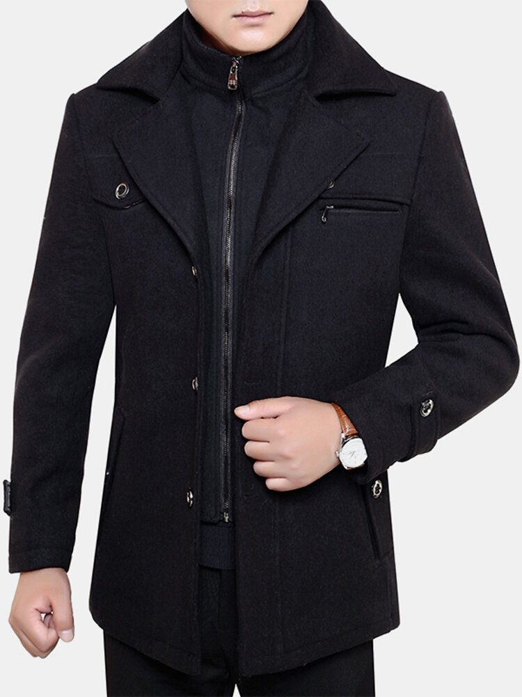 Herre Thicken Warm Solid Business Trench Coats I Ull