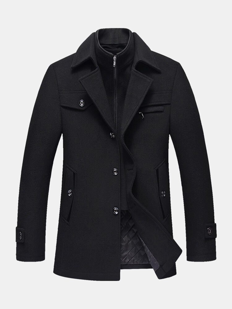 Herre Thicken Warm Solid Business Trench Coats I Ull