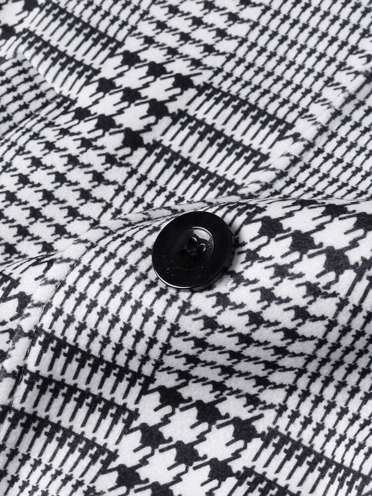 Houndstooth Jakkeslag For Menn Enkeltspente Mellomlange Trenchcoats