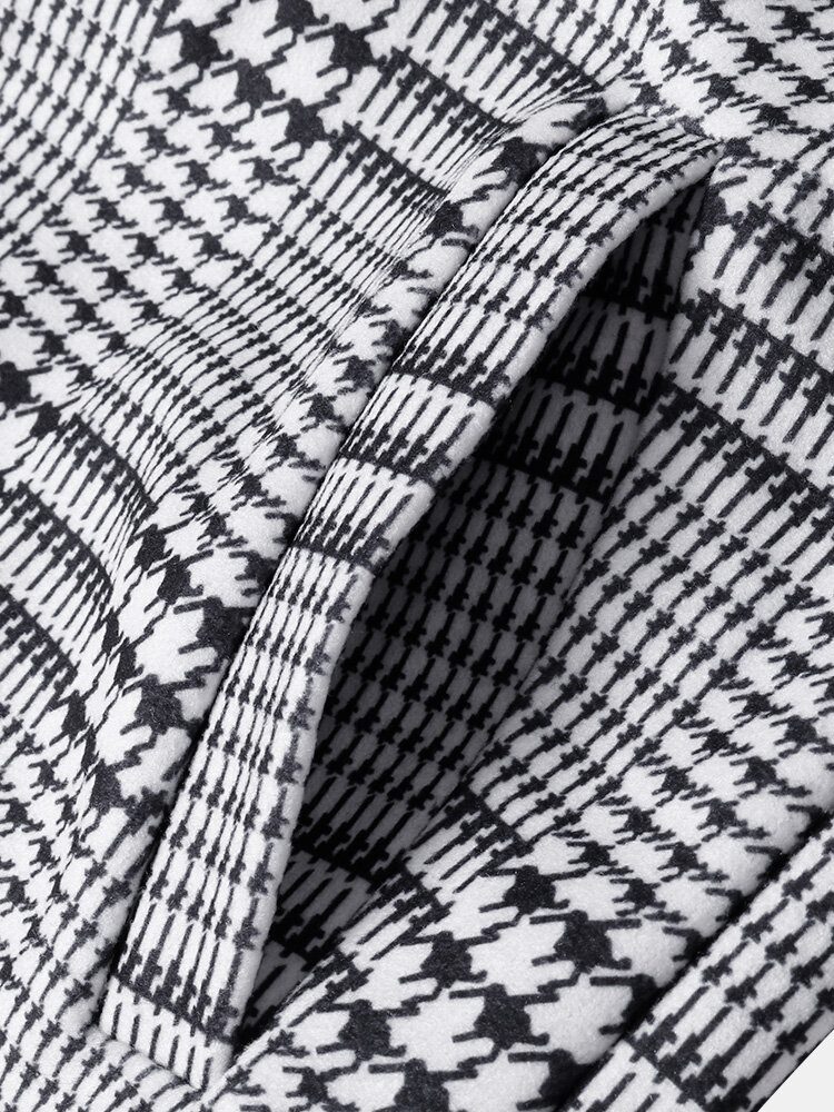 Houndstooth Jakkeslag For Menn Enkeltspente Mellomlange Trenchcoats