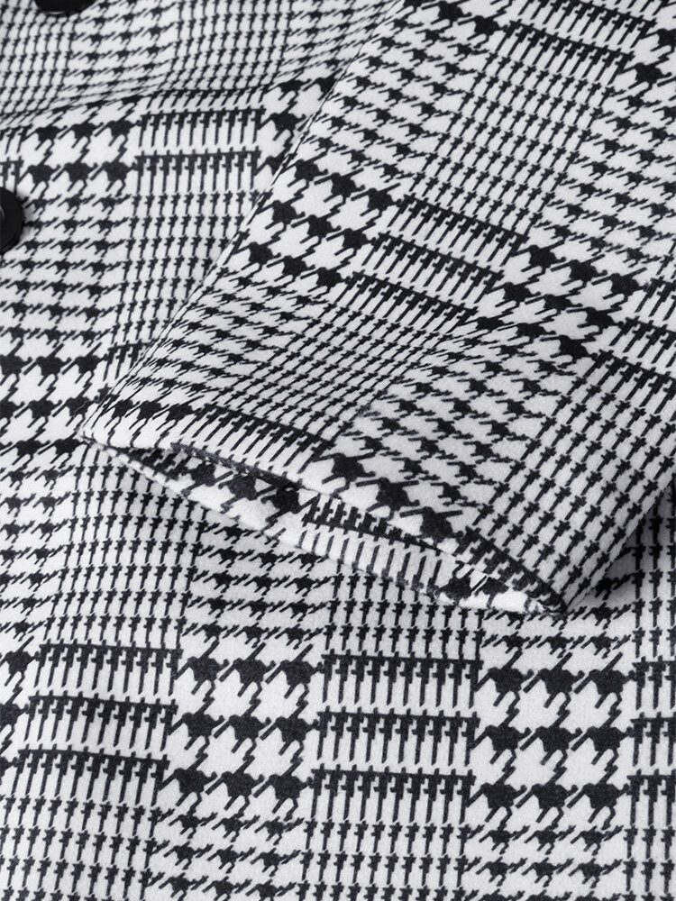 Houndstooth Jakkeslag For Menn Enkeltspente Mellomlange Trenchcoats