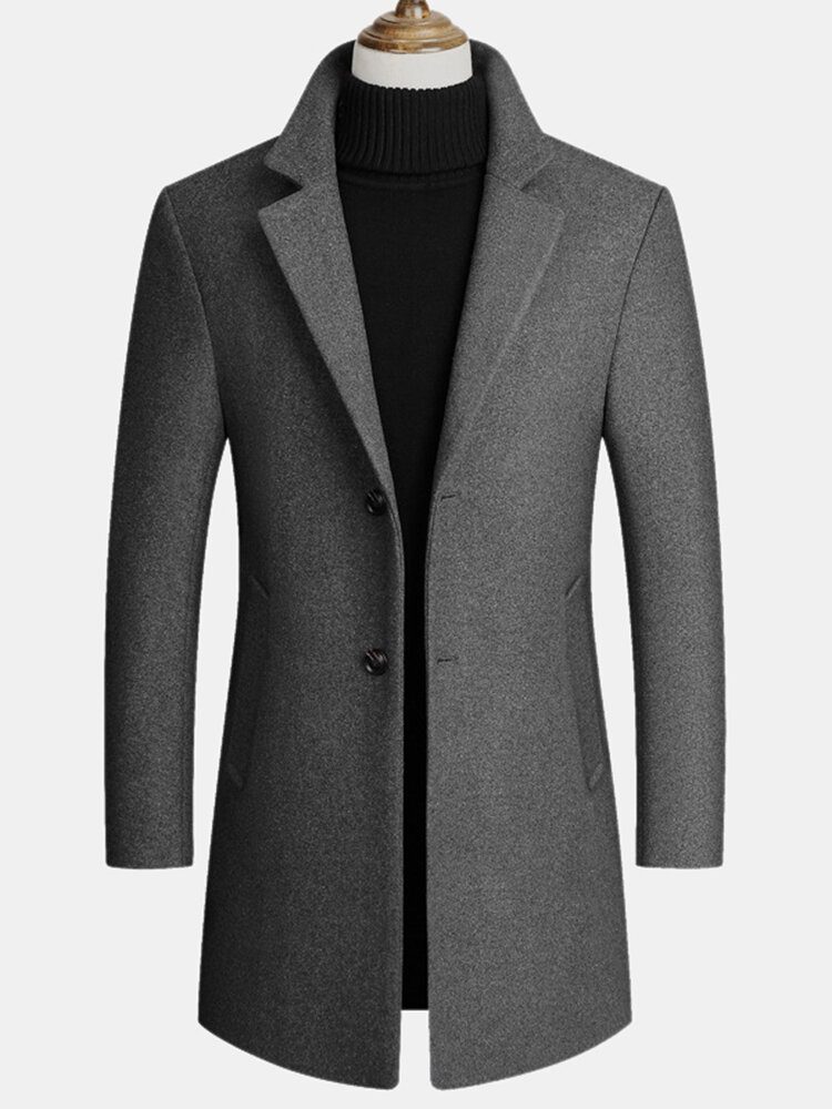 Ullblandinger For Menn Mellomlange Kåper Business Casual Trench Coats I Ull