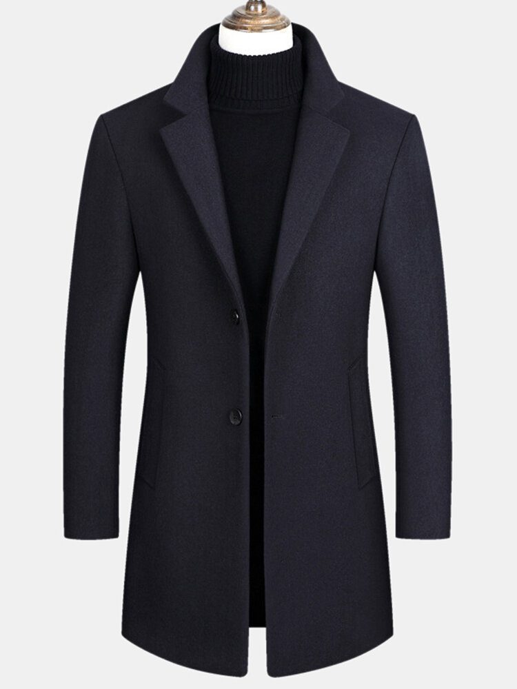 Ullblandinger For Menn Mellomlange Kåper Business Casual Trench Coats I Ull