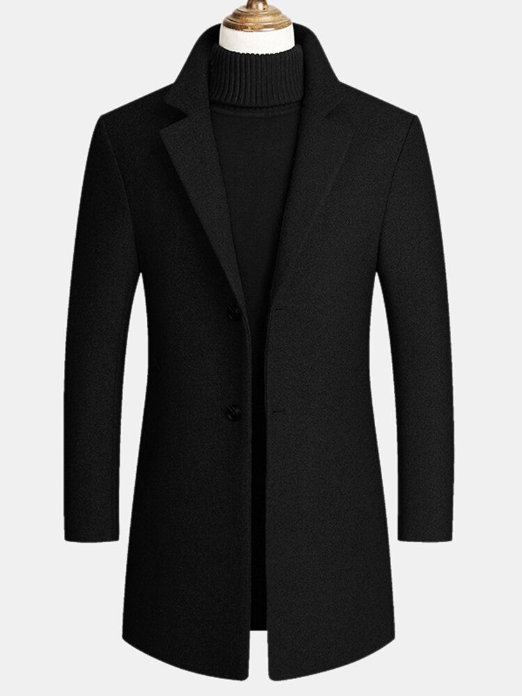 Ullblandinger For Menn Mellomlange Kåper Business Casual Trench Coats I Ull