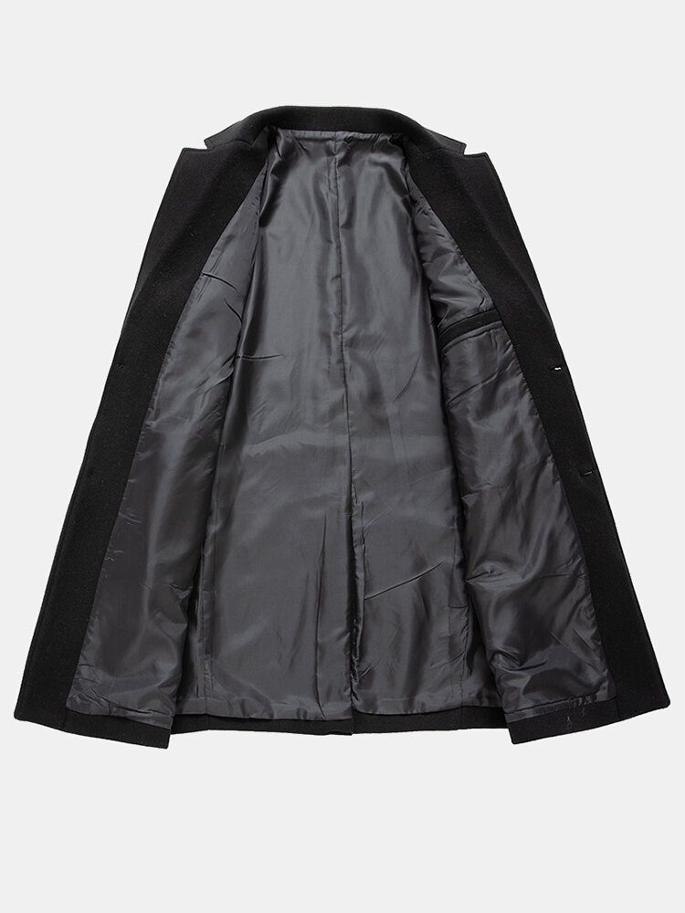 Vindtett Ull For Menn Mellomlang Enkeltspent Business Trench Coats