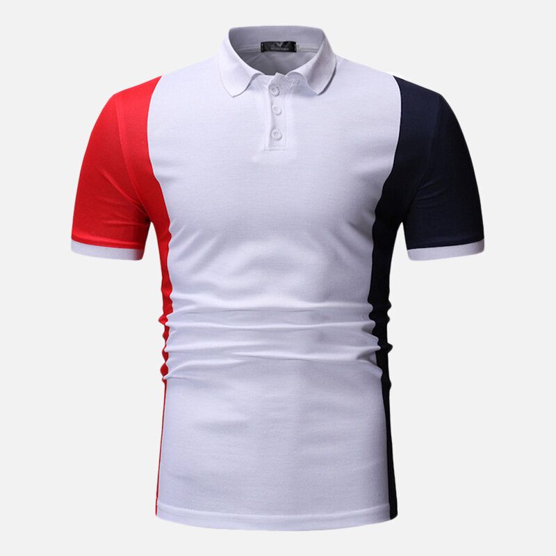 Herre Color Block Muscle Fit Golfskjorte