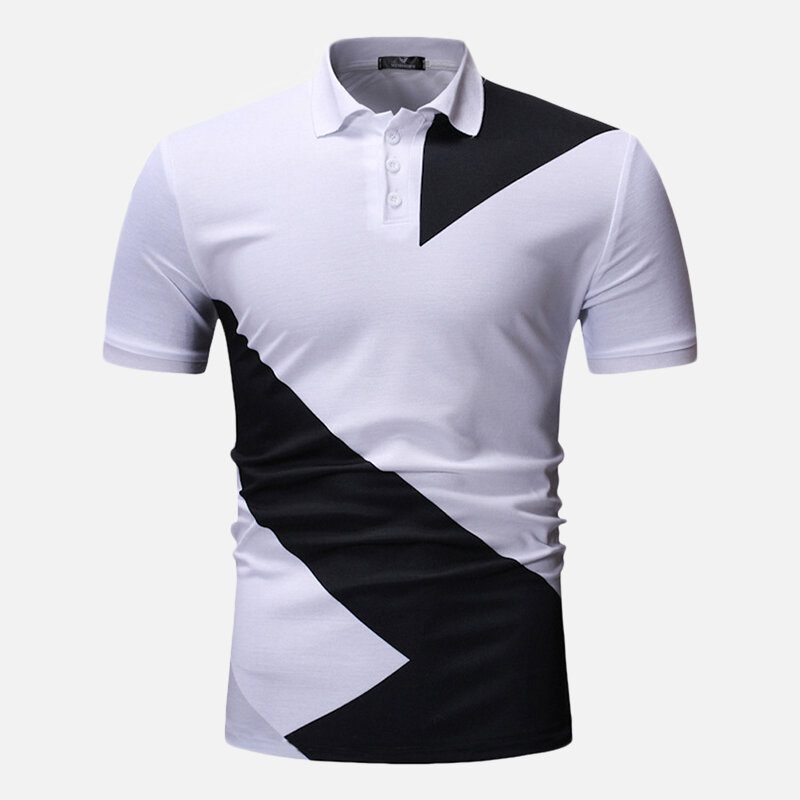 Herre Regular Color Block Muscle Fit Golfskjorte