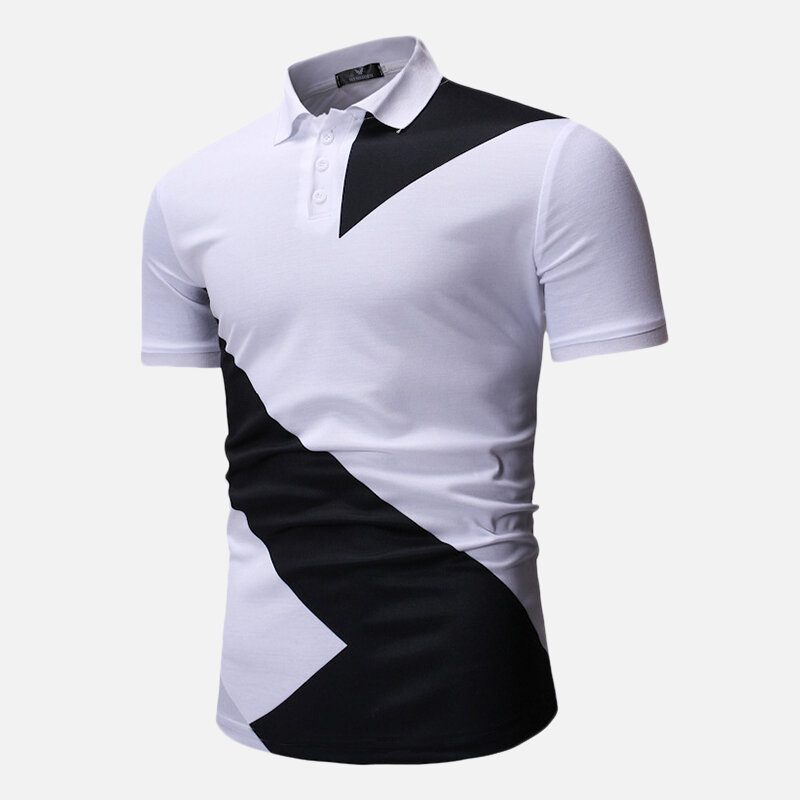 Herre Regular Color Block Muscle Fit Golfskjorte