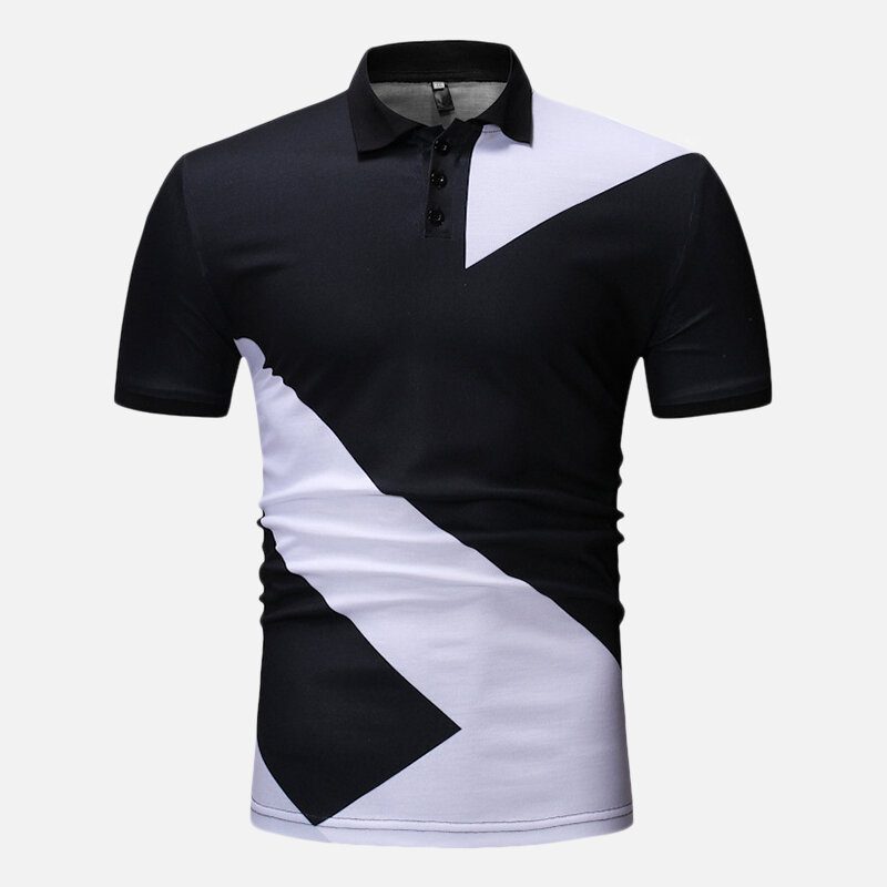 Herre Regular Color Block Muscle Fit Golfskjorte