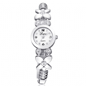 Blomsterkjole Damearmbåndsklokke Crystal Diamond Small Dial Quartz Watch