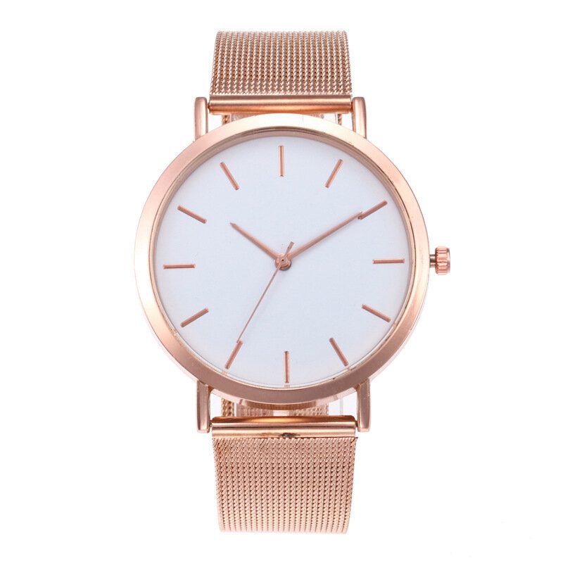 Casual Business Dame Watch Full Legering Case Mesh Band No Number Dial Quartz Watch