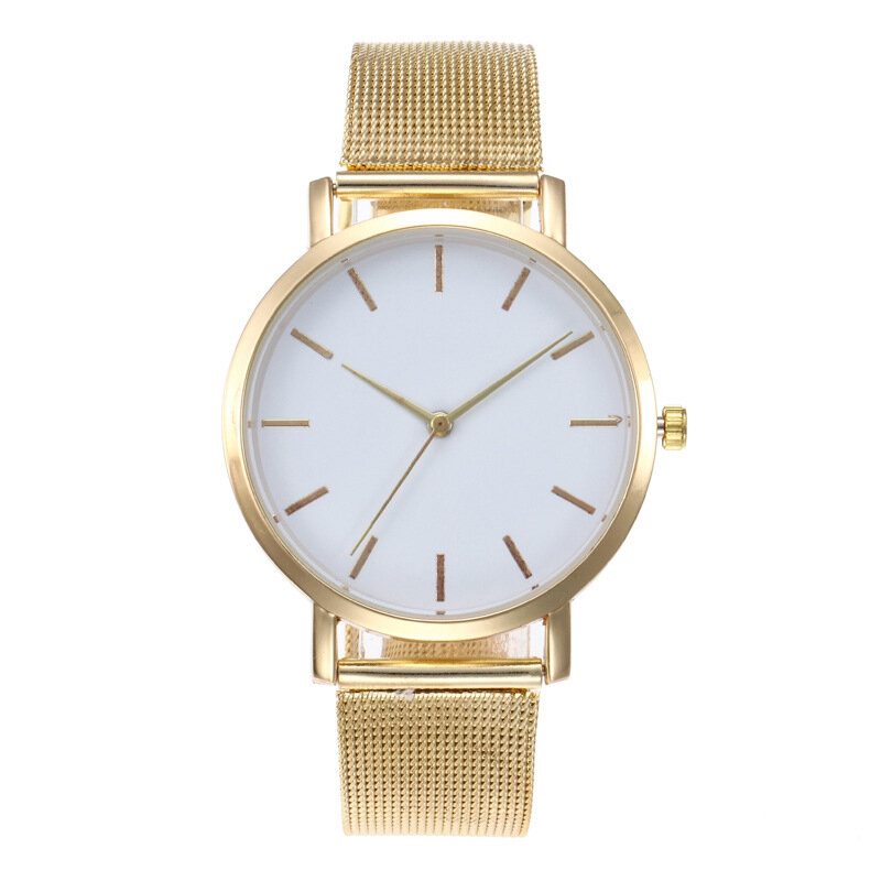 Casual Business Dame Watch Full Legering Case Mesh Band No Number Dial Quartz Watch