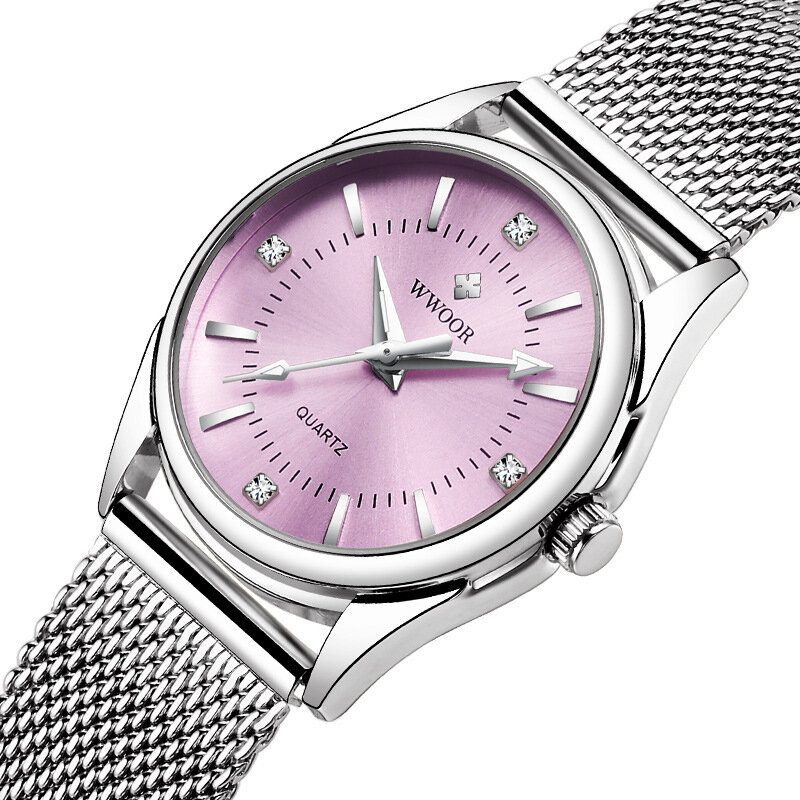 Casual Style Dame Armbåndsur Liten Urskive Display Full Steel Quartz Watch