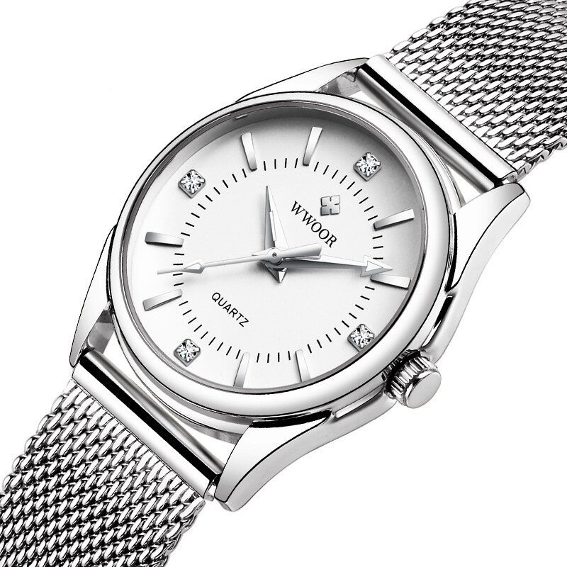 Casual Style Dame Armbåndsur Liten Urskive Display Full Steel Quartz Watch