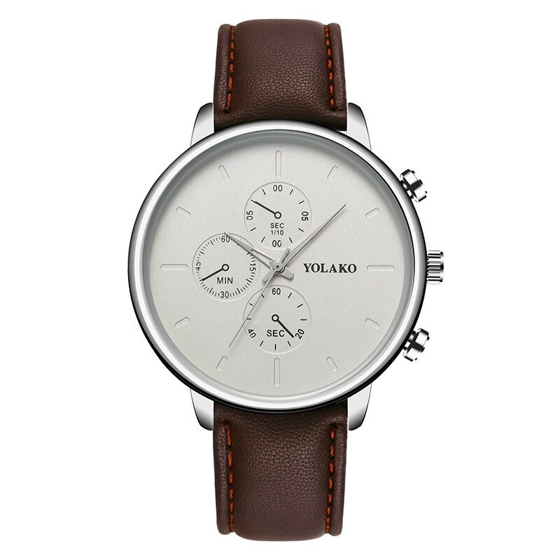 Casual Style Lærreim Fahsion Herre Business Watch Quartz Watch