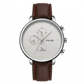 Casual Style Lærreim Fahsion Herre Business Watch Quartz Watch