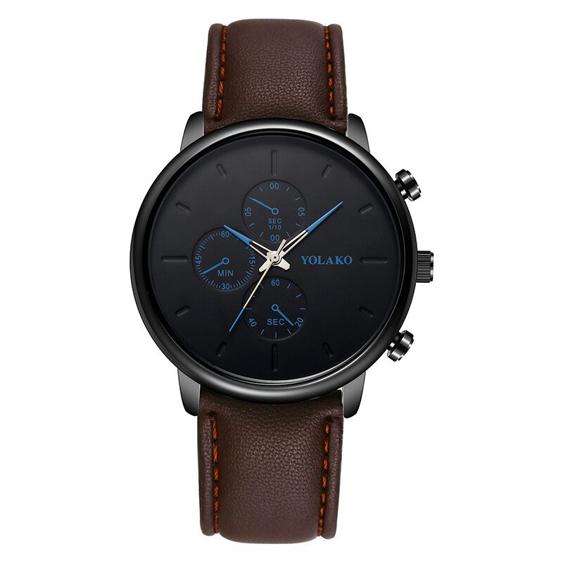 Casual Style Lærreim Fahsion Herre Business Watch Quartz Watch