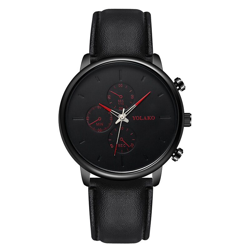 Casual Style Lærreim Fahsion Herre Business Watch Quartz Watch