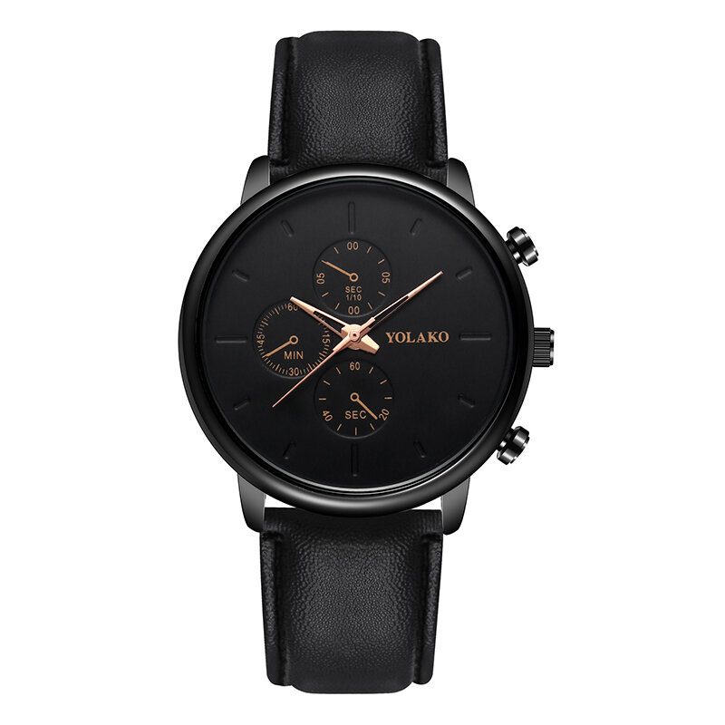 Casual Style Lærreim Fahsion Herre Business Watch Quartz Watch