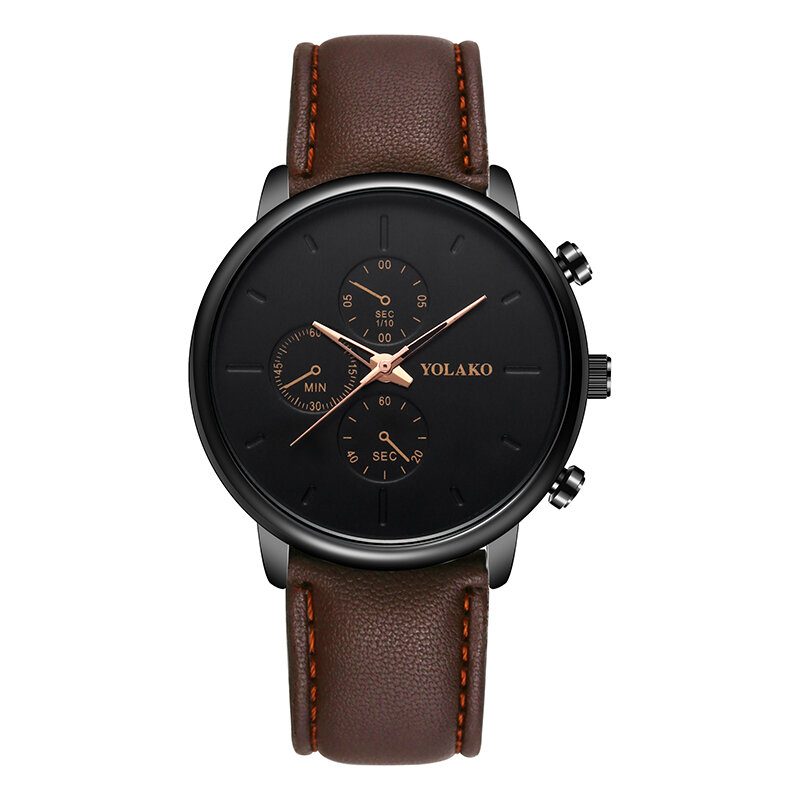 Casual Style Lærreim Fahsion Herre Business Watch Quartz Watch