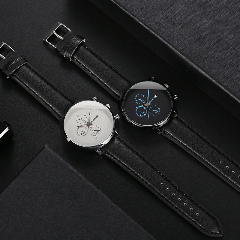 Casual Style Lærreim Fahsion Herre Business Watch Quartz Watch