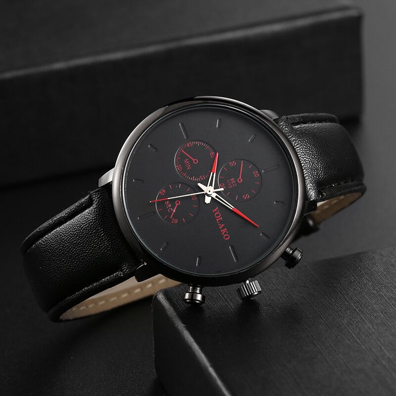 Casual Style Lærreim Fahsion Herre Business Watch Quartz Watch