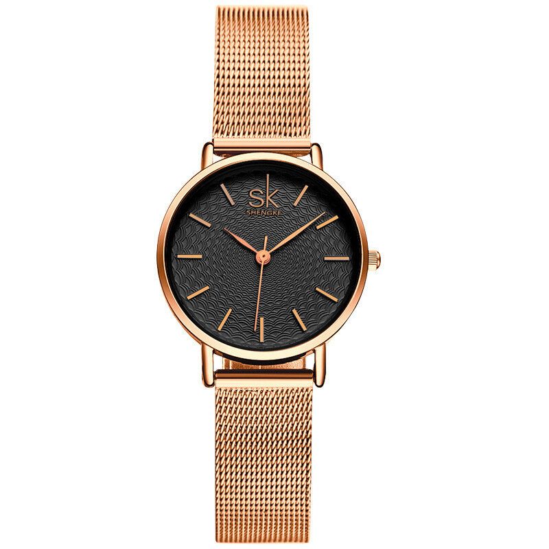 Casual Style Ultra Tynn Damearmbåndsur Mesh Steel Band Quartz Watch