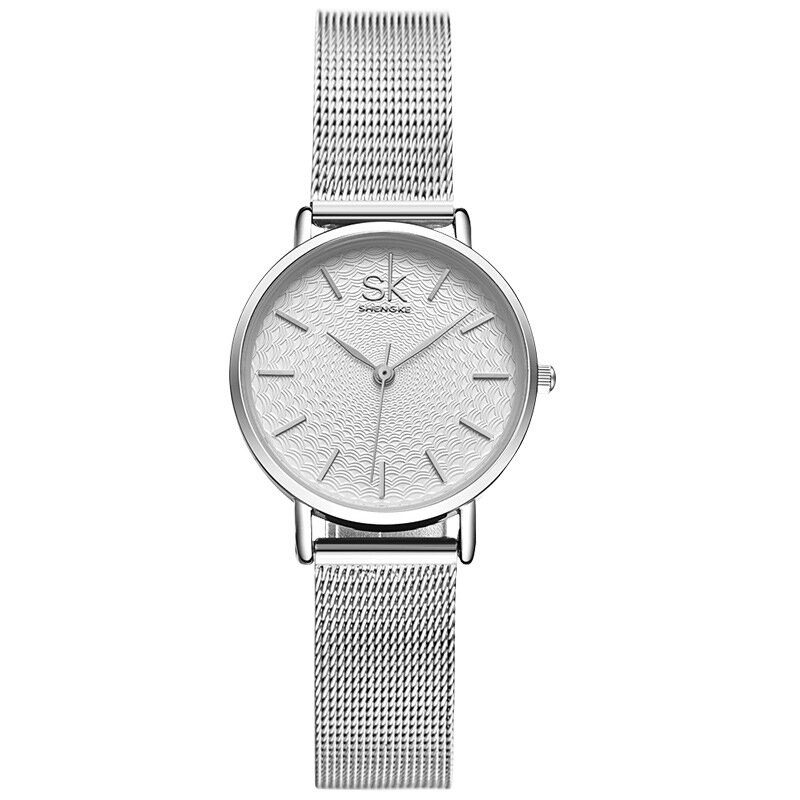 Casual Style Ultra Tynn Damearmbåndsur Mesh Steel Band Quartz Watch