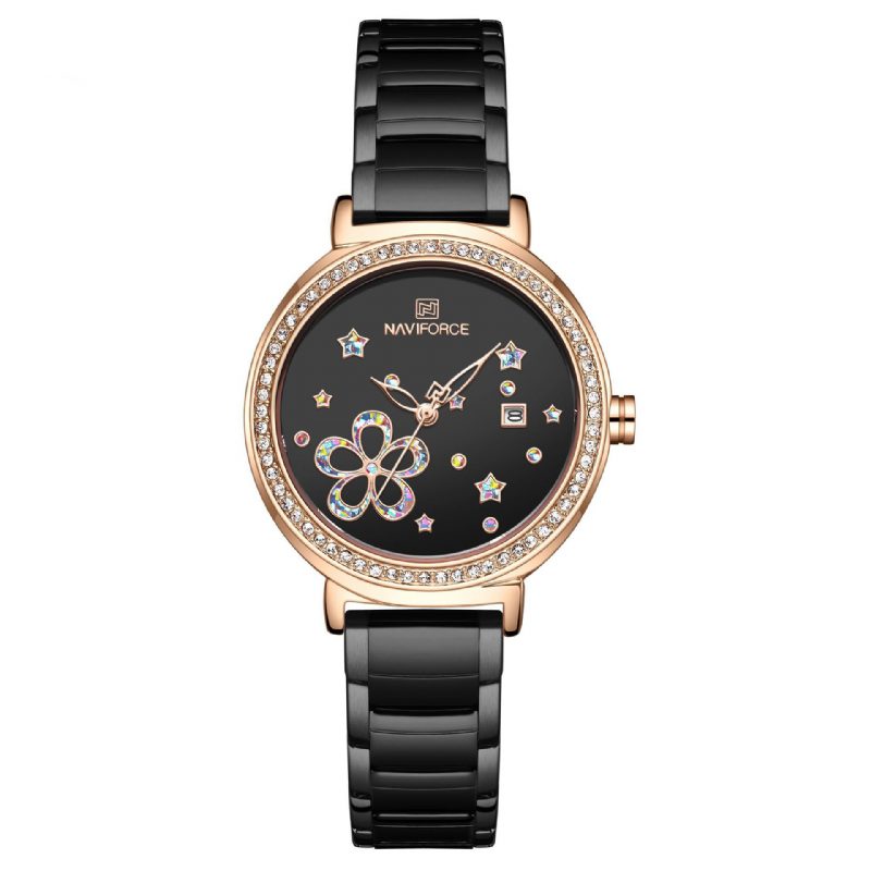 Datovisning Full Stål Damearmbåndsur Crystal Classic Design Quartz Watch