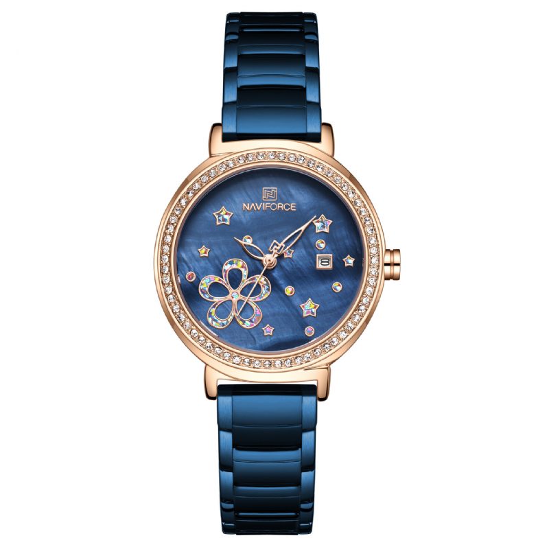 Datovisning Full Stål Damearmbåndsur Crystal Classic Design Quartz Watch