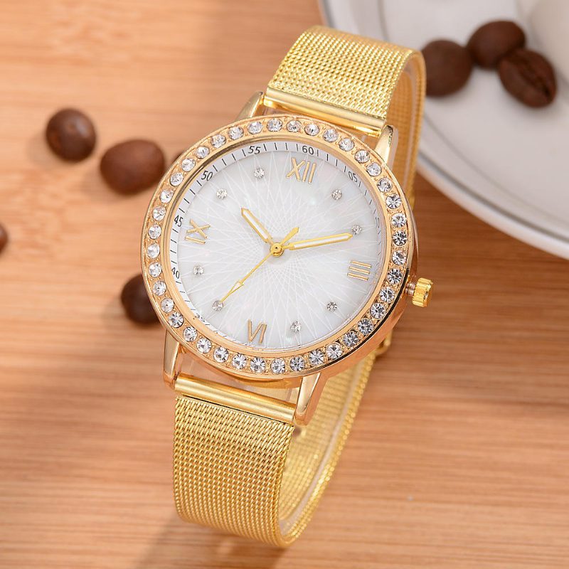 Deffrun Casual Style Crystal Dame Armbåndsur Full Steel Band Quartz Watches