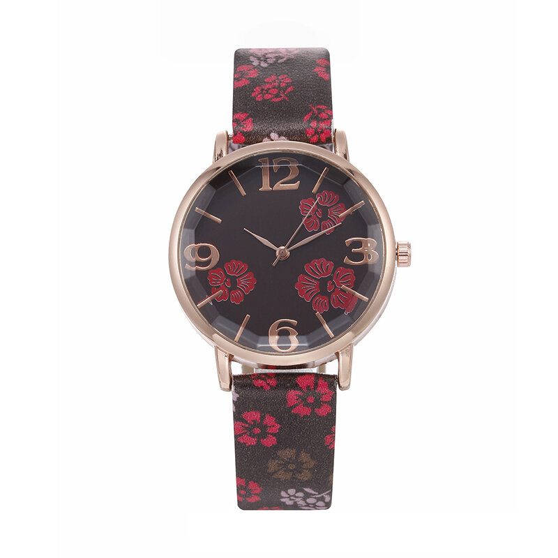 Deffrun Retro Style Flower Printed Dame Armled Watch Kinesisk Stil Quartz Watches