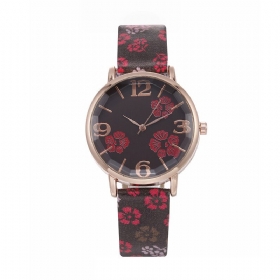 Deffrun Retro Style Flower Printed Dame Armled Watch Kinesisk Stil Quartz Watches