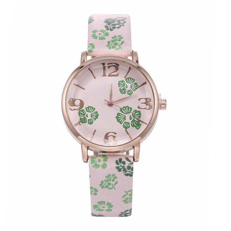 Deffrun Retro Style Flower Printed Dame Armled Watch Kinesisk Stil Quartz Watches