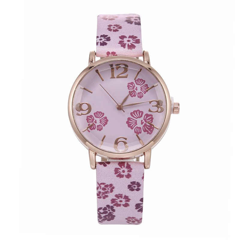 Deffrun Retro Style Flower Printed Dame Armled Watch Kinesisk Stil Quartz Watches