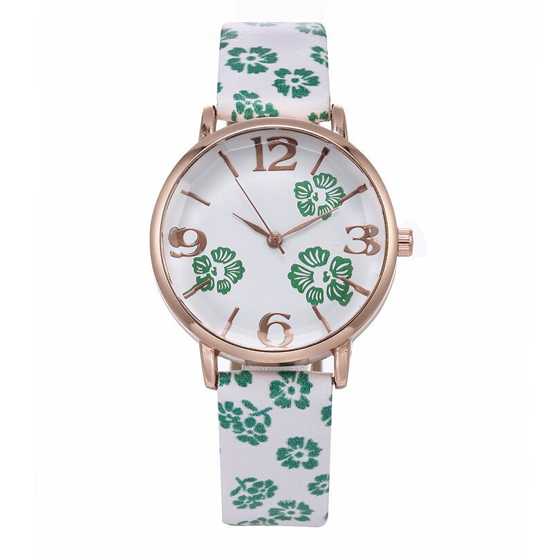 Deffrun Retro Style Flower Printed Dame Armled Watch Kinesisk Stil Quartz Watches