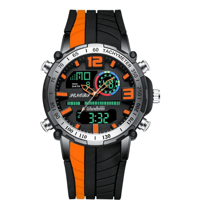 Dual Display Digital Watch Outdoor Sport Vekkerklokke Kalender Kronograf Noctilucent Waterproof Watch