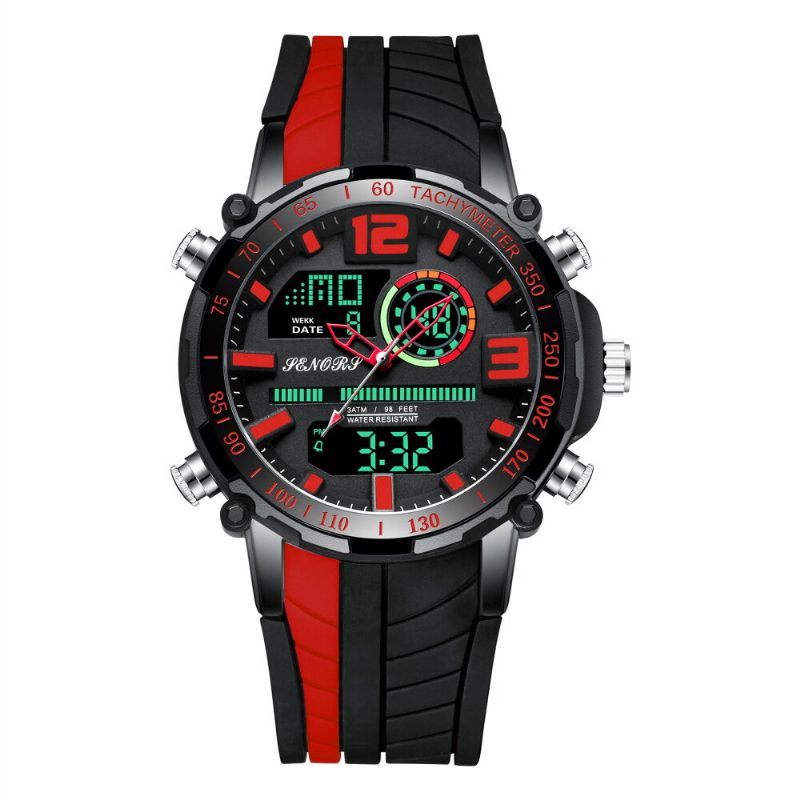 Dual Display Digital Watch Outdoor Sport Vekkerklokke Kalender Kronograf Noctilucent Waterproof Watch