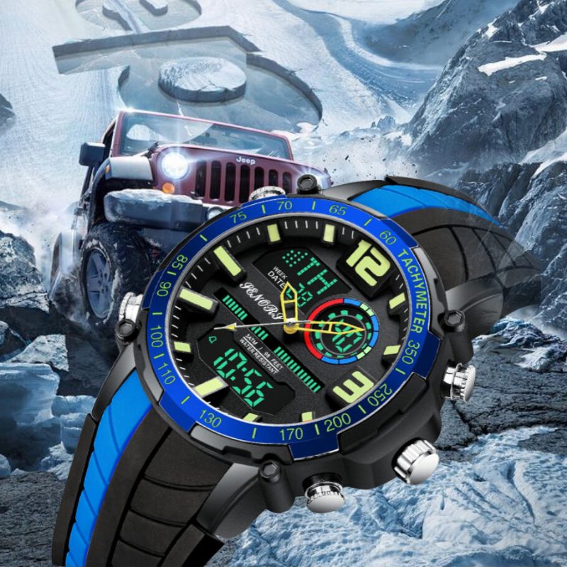 Dual Display Digital Watch Outdoor Sport Vekkerklokke Kalender Kronograf Noctilucent Waterproof Watch