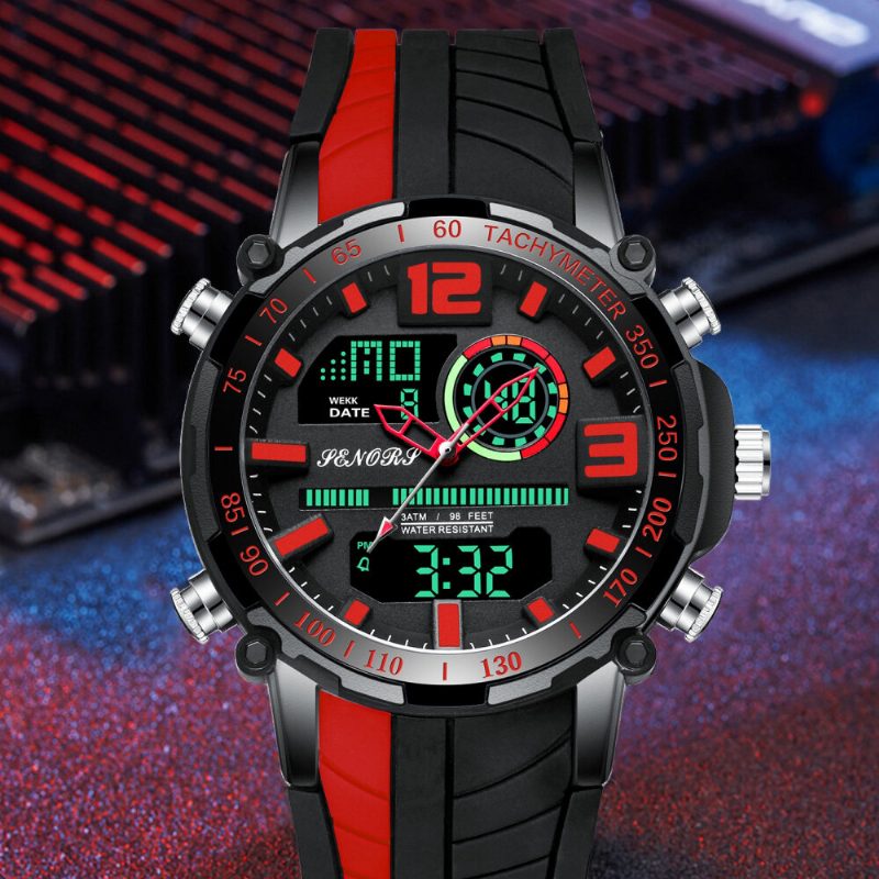 Dual Display Digital Watch Outdoor Sport Vekkerklokke Kalender Kronograf Noctilucent Waterproof Watch