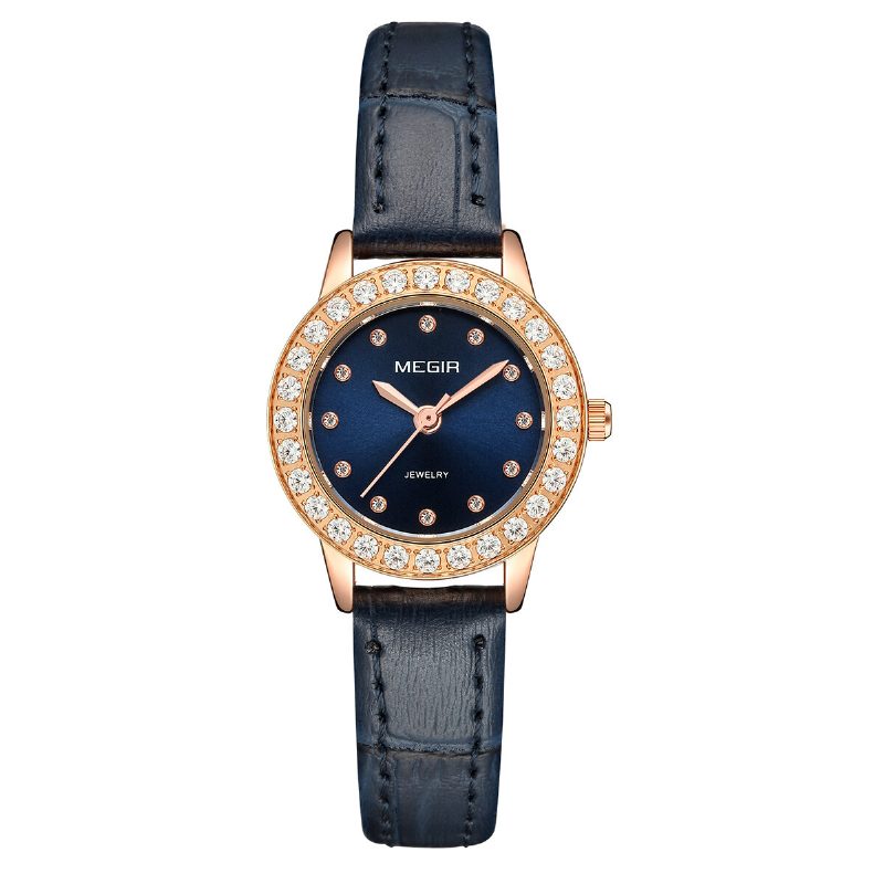 Elegant Design Dame Armbåndsur Ekte Lær Band Quartz Watch