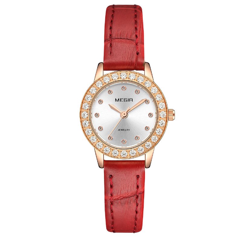 Elegant Design Dame Armbåndsur Ekte Lær Band Quartz Watch