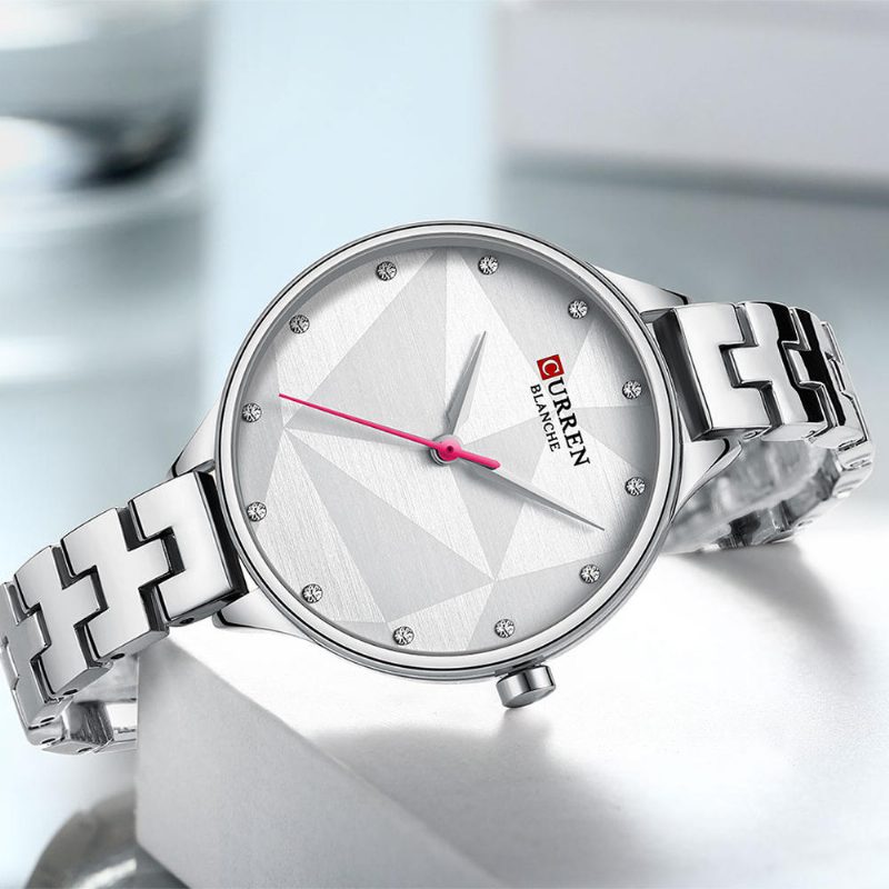 Elegant Design Damearmbåndsur Crystal Full Steel Quartz Watch