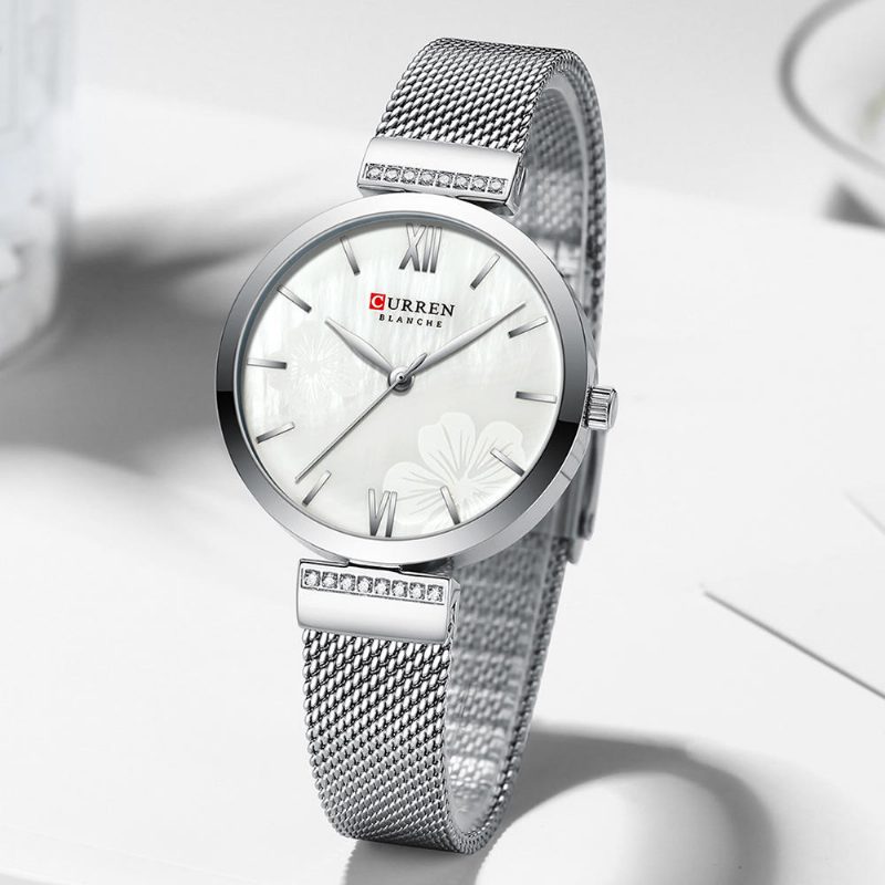 Enkelt Design Damearmbåndsur Crystal Full Steel Band Quartz Klokker