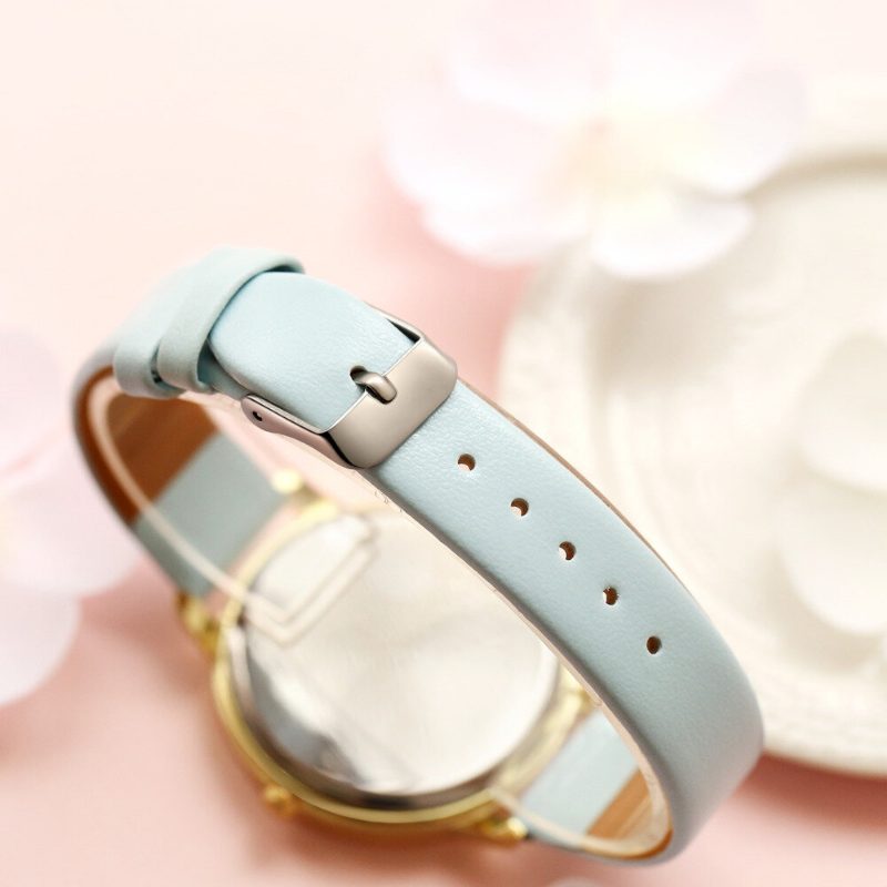 Flower Display Elegant Design Dame Armbåndsur Pu Leather Band Quartz Watch