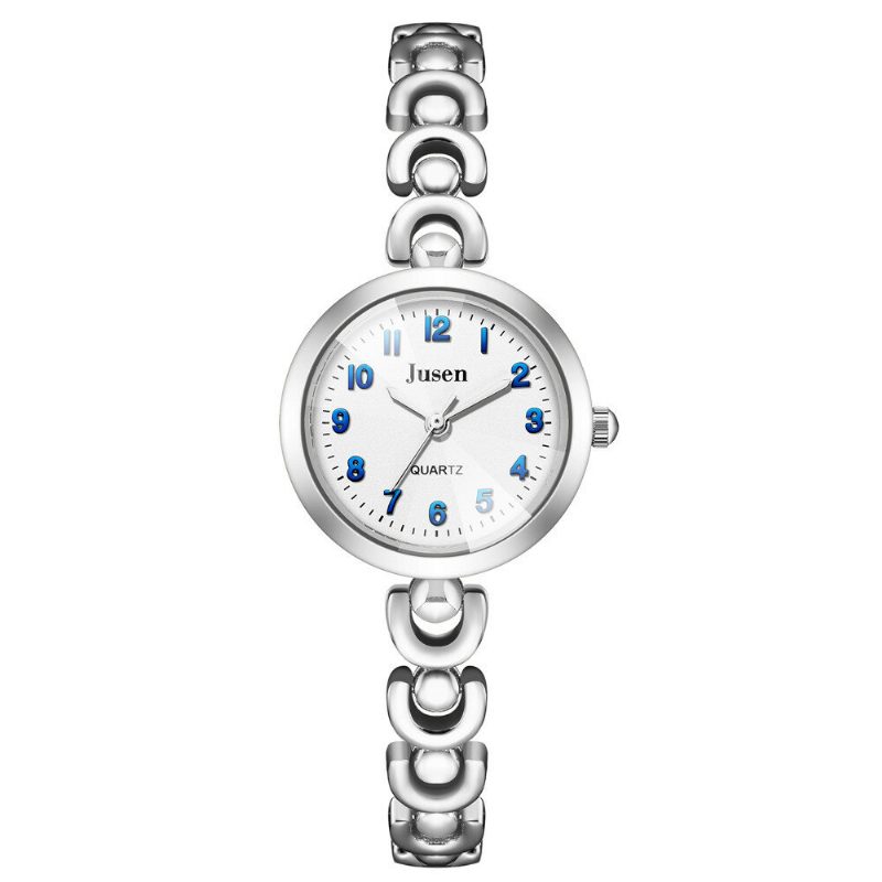 Full Metal Mote Dame Armbåndsur Nummervisning Quartz Watch