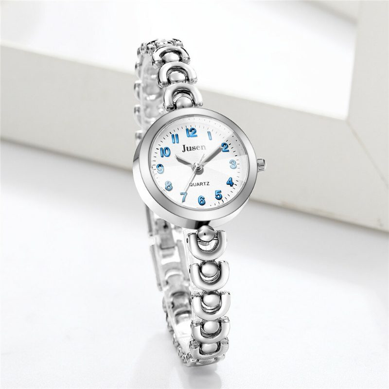 Full Metal Mote Dame Armbåndsur Nummervisning Quartz Watch